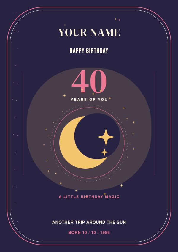 Moonlit Birthday — for him — Stars & moon birthdays