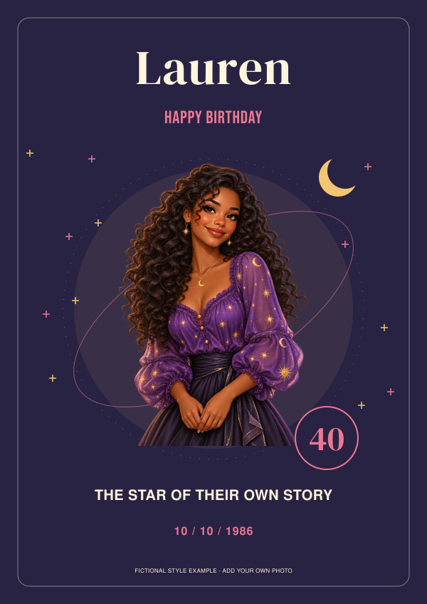 Celestial Character Birthday — for her — Photo character prints