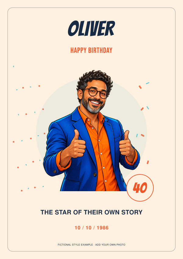 Comic Celebration Birthday — for him — Photo character prints