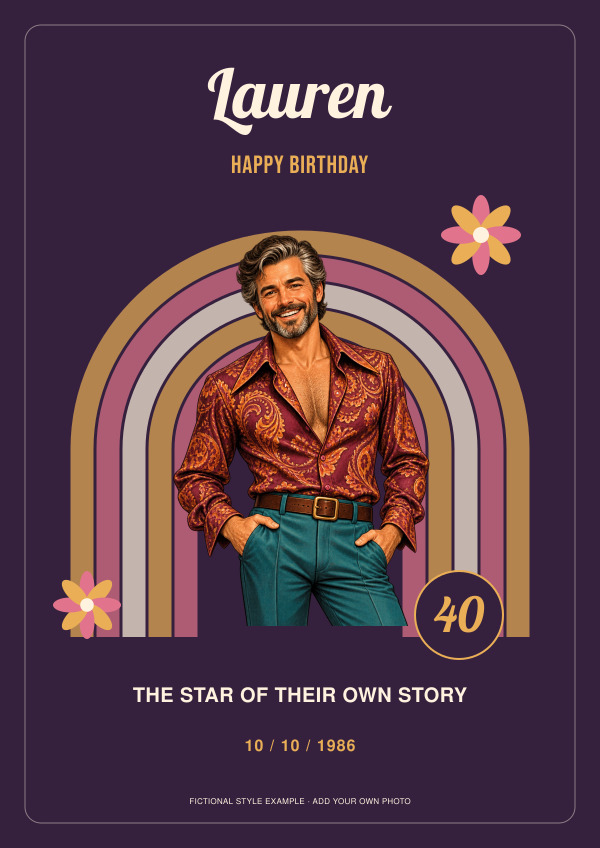 70s Disco Star Birthday — for her — Photo character prints