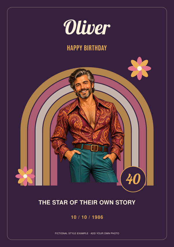 70s Disco Star Birthday — for him — Photo character prints