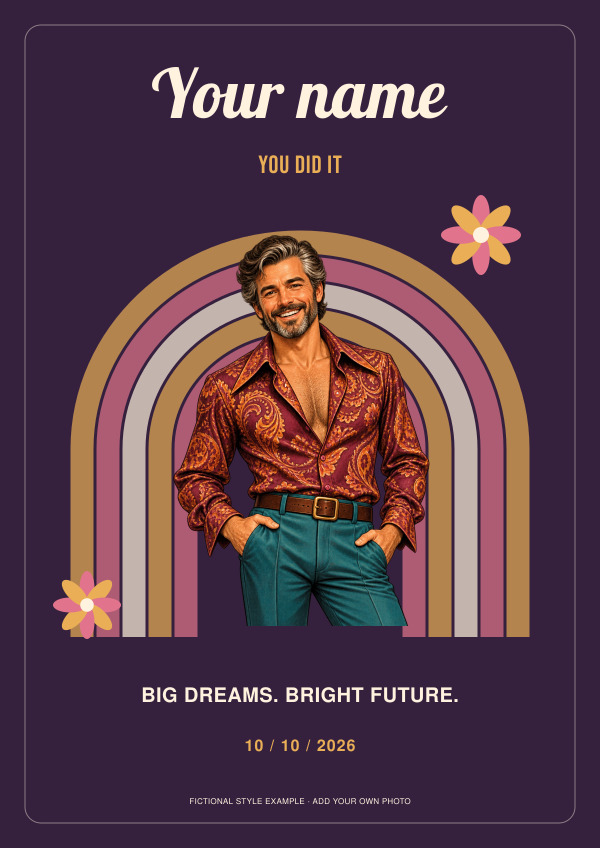 70s Disco Star Graduation — Photo character prints