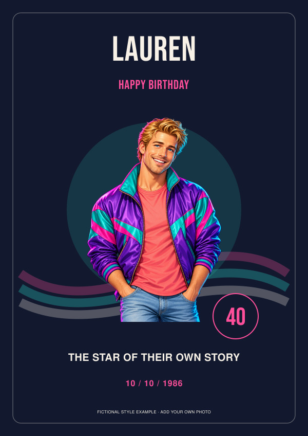 80s Neon Legend Birthday — for her — Photo character prints