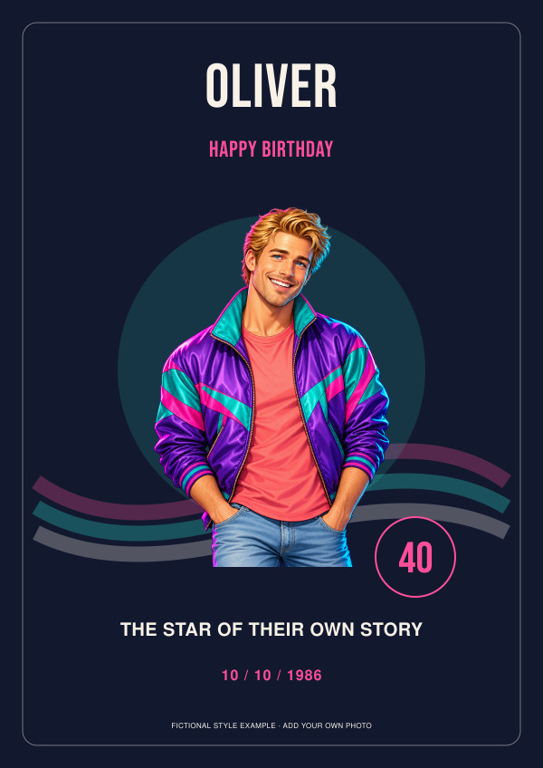 80s Neon Legend Birthday — for him — Photo character prints