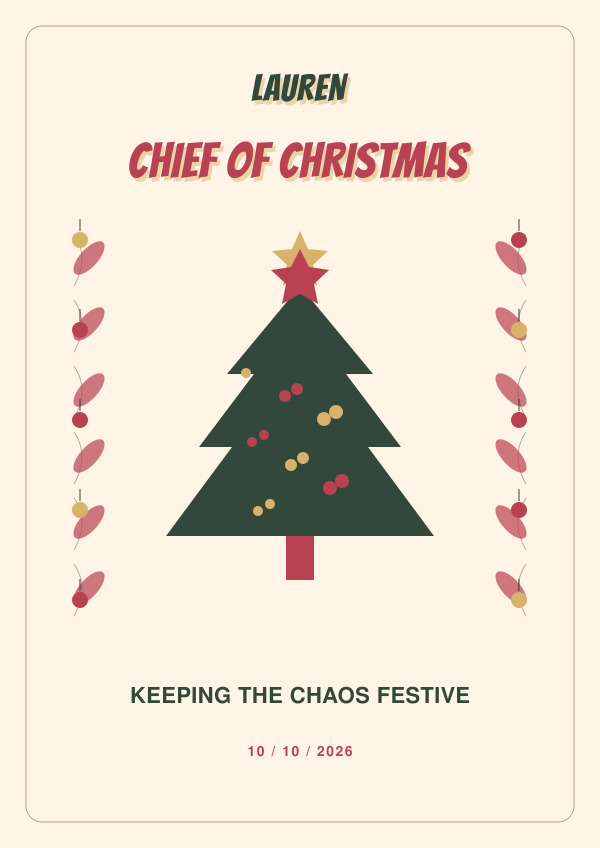 Chief Of Christmas — for her — Festive fun