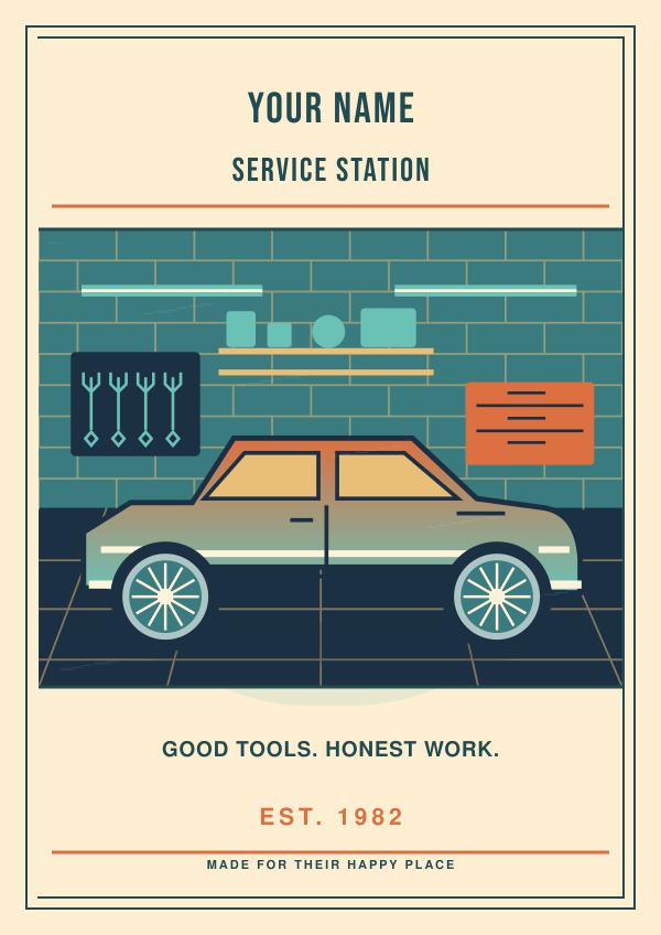 Retro Service Station — Vibrant illustrations