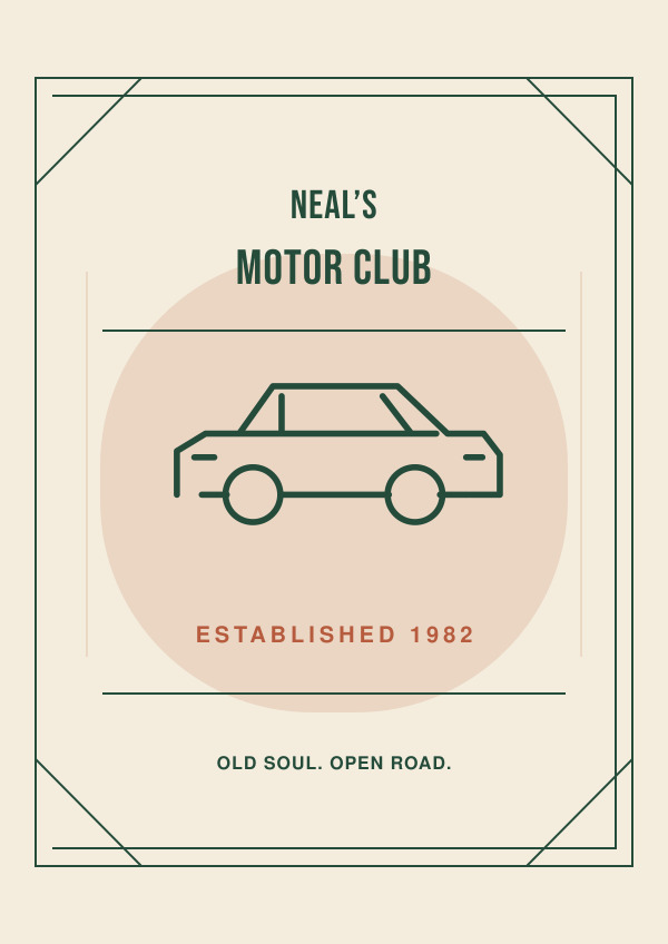 Vintage Motor Club — Classic lettering